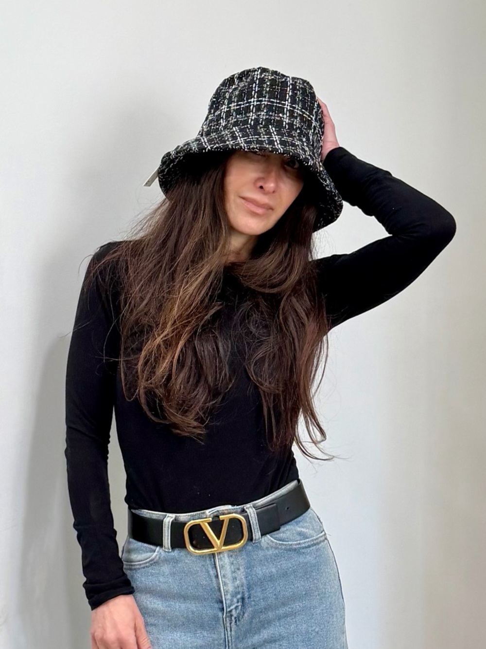 ShopEvelynne Black and White Tweed Hat